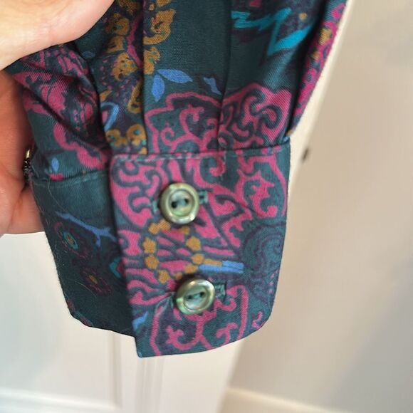 Vtg 80s/90s Sophisticates by Pendleton Green & Pink Paisley Rayon Shirt - Picture 7 of 9